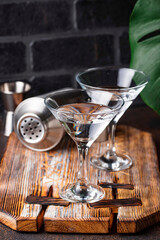 Two glasses of martini cocktail