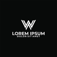 Initial letter W A or V logo template with modern abstract line art flat design illustration