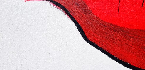 Red, Black and White painting on concrete wall for background with copy space. Exterior design wallpaper