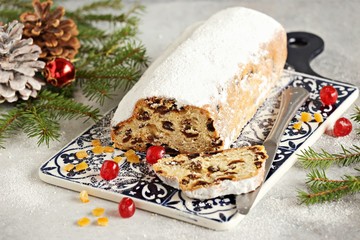  Stollen. Traditional  German Christmas cake 