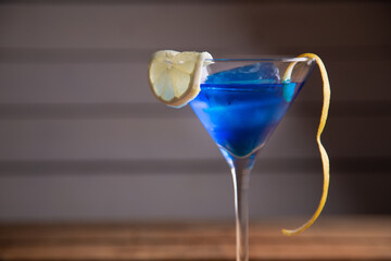 blue lagoon cocktail in glass
