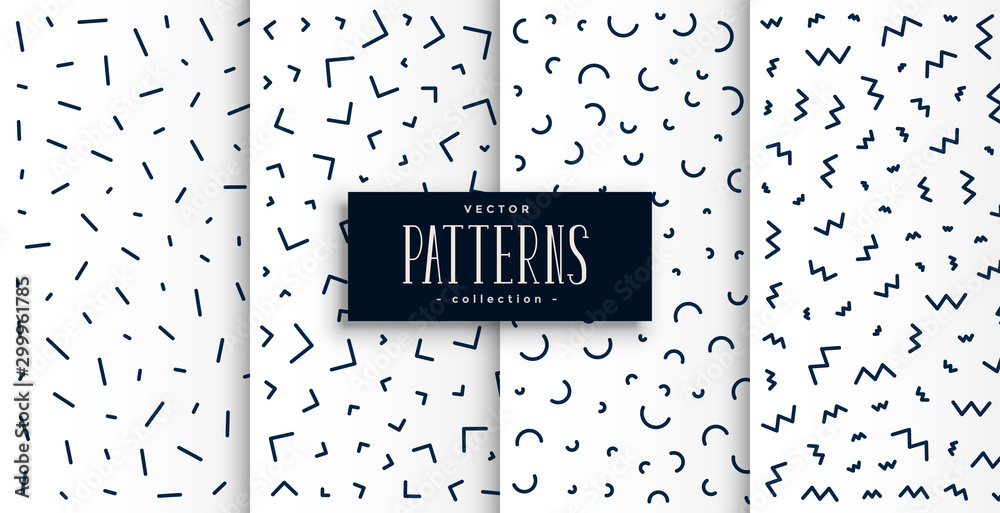 Poster memphis pattern set in black and white color