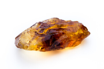 Brown caramelized sugar on white background.