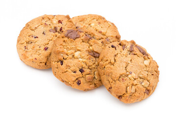 Chocolate chip cookie isolated on white background.