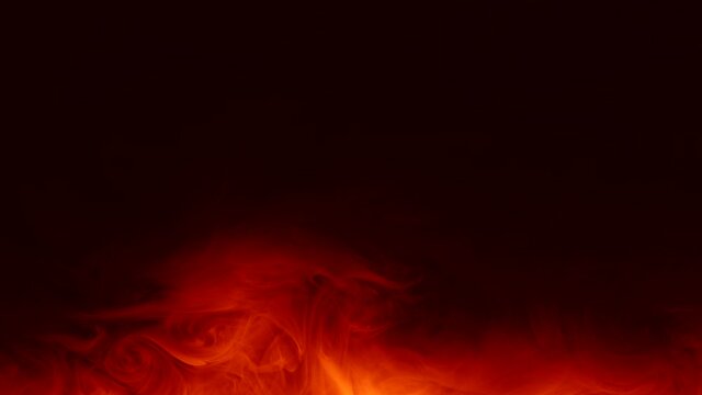Burning effect layer. Glowing fire flames. Red orange smoke motion on dark background.