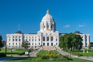 Fototapeta na wymiar Facade of the Minnesota State Capitol Building in St Paul