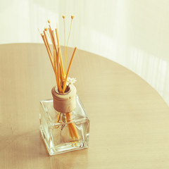 Aroma bottle glass and wooden sticks