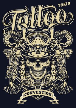 Vintage tattoo convention in Tokio template