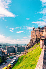 Street view on Edinburgh Castle on hill