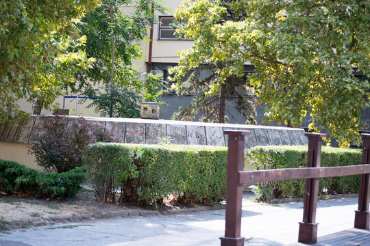 concrete-stone public toalet in the park