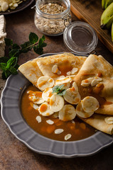 Caramel pancakes with banana