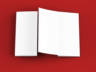 Brochure in A4 format folded to three - mockup. 3d illustartion