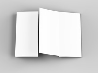 Brochure in A4 format folded to three - mockup. 3d illustartion