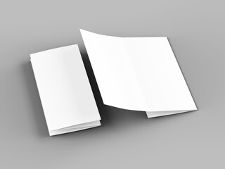 Brochure in A4 format folded to three - mockup. 3d illustartion