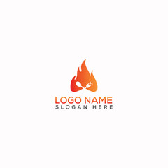 flame/restaurant logo design template full vector.