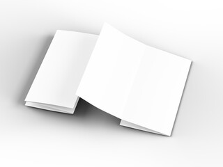 Brochure in A4 format folded to three - mockup. 3d illustartion