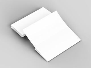 Brochure in A4 format folded to three - mockup. 3d illustartion