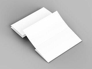 Brochure in A4 format folded to three - mockup. 3d illustartion