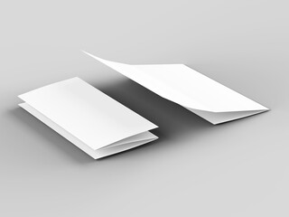 Brochure in A4 format folded to three - mockup. 3d illustartion