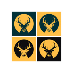 Deer head icon silhouette logo design minimalist template with circle