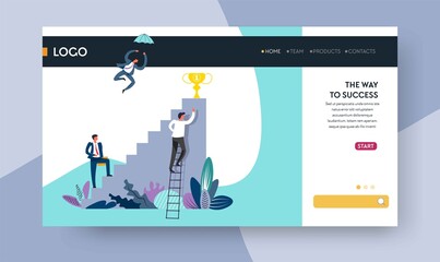 Way to success career ladder prize on top web page template