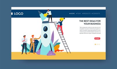 Obraz na płótnie Canvas Best business idea web page template spaceship launch