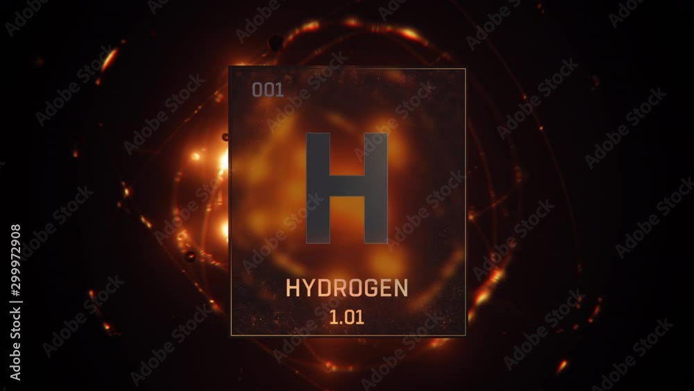 Canvas Prints hydrogen as element 1 of the periodic table. seamlessly looping 3d animation on orange illuminated a - Canvas Prints