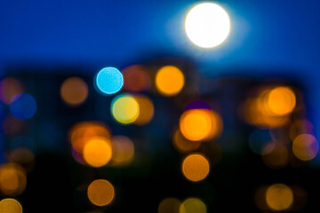 Beautiful colorful bokeh background.Long exposure light painting,different color in vibrant neon on black background.Orange bokeh background. Modern background. Abstract.