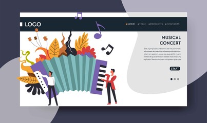 Musical concert web page template harmonic or accordion © Sonulkaster