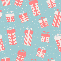 Seamless vector pattern from gift boxes. Christmas wrapping design