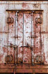 old rusty metal train car door