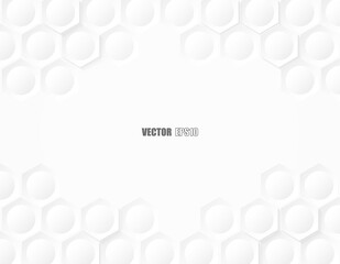Abstract. Hexagon geometric square paper white background, light and shadow. Vector.
