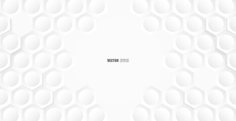 Abstract. Hexagon geometric square paper white background, light and shadow. Vector.