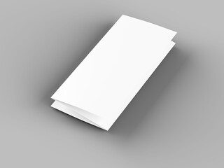 Brochure in A4 format folded to three - mockup. 3d illustartion