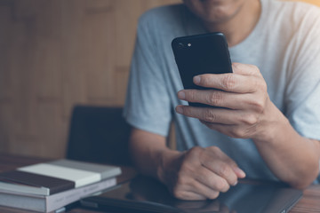 Man using smartphone