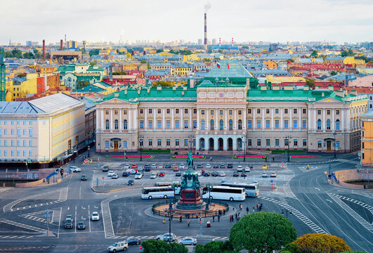Panoramic view on Isaac Cathedral Square in St Petersburg