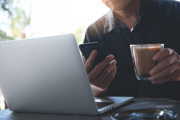 Working at coffee shop