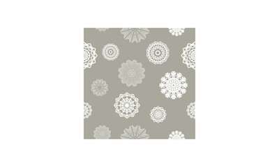 Vector snowflake seamless pattern on beige background