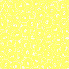 International currencies gold coins seamless patte
