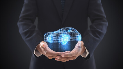 AI-Powered System Delivers Safer Vehicles.Autonomous self drive vehicle.Driverless car. Self...