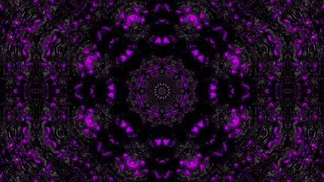 3d Looped abstract ornate decorative background. Hypnotic trendy kaleidoscope.