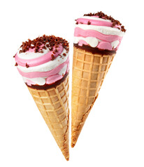 strawberry vanilla ice cream cone