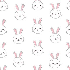 Cute rabbit face. Seamless wallpaper