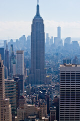 Fototapeta na wymiar New - York Manhattan city view with skyscrapers and blue sky 