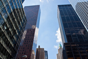 New - York city view with skyscrapers and blue sky 