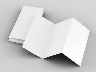 Brochure in A4 format folded to three - mockup. 3d illustartion