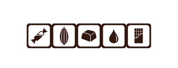 Vector illustration of chocolate products icon set.