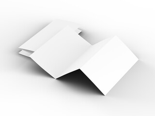 Brochure in A4 format folded to three - mockup. 3d illustartion