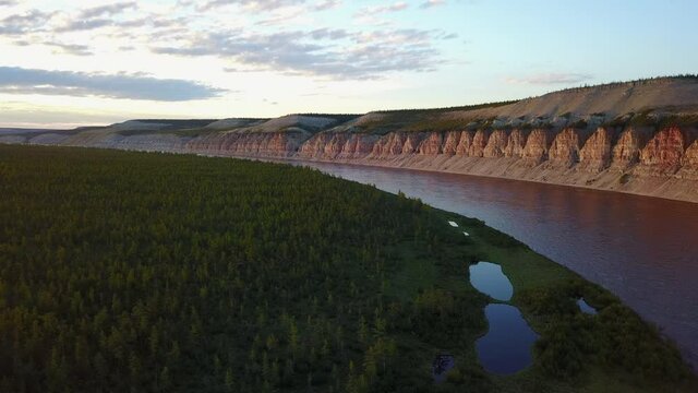 aerial view of the Putorana plateau river Kotuy