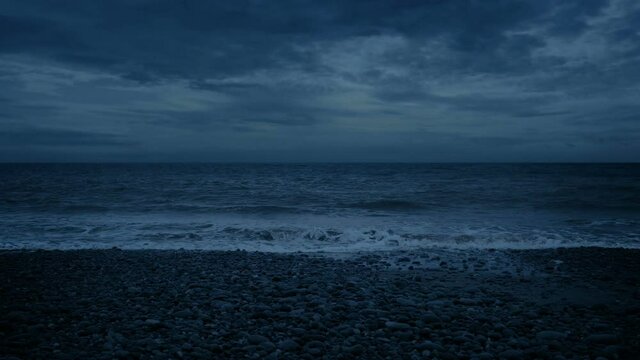 Dramatic Sea Shore At Dusk